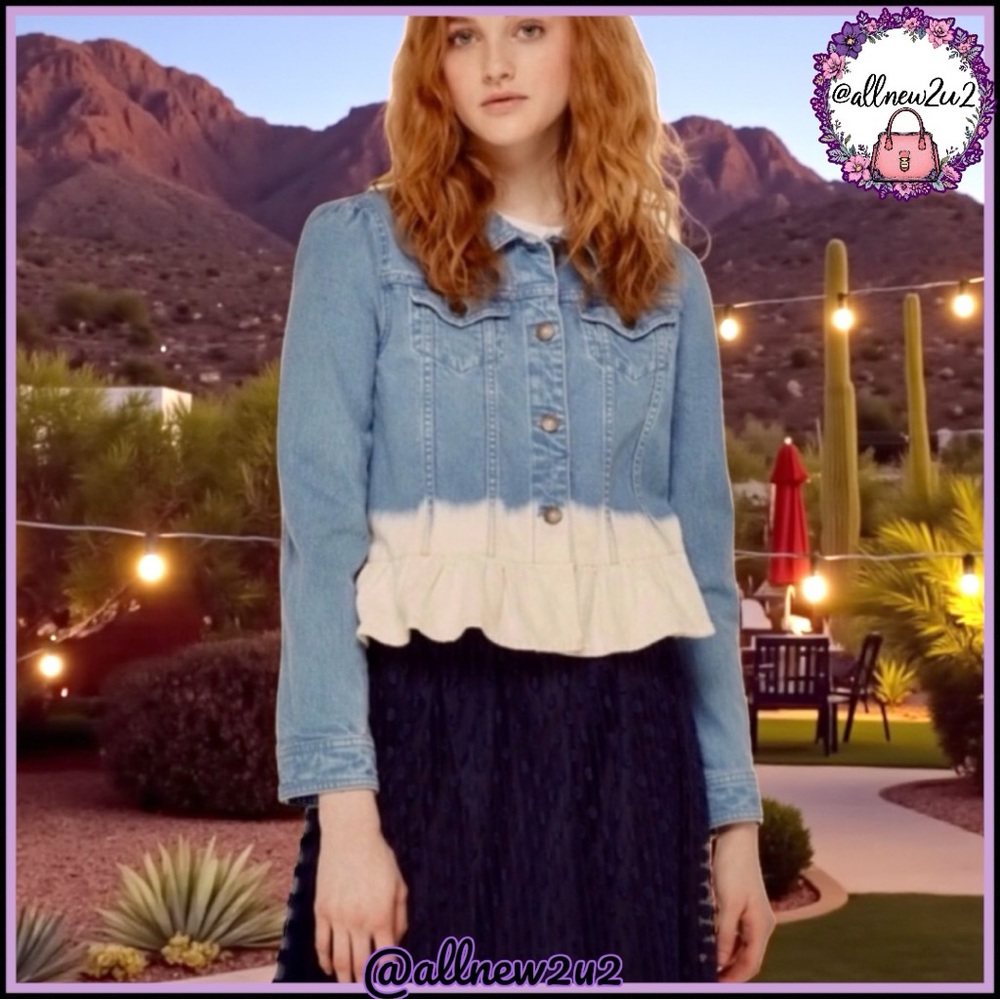 Kate Spade Dip Dye Denim Jacket Broome Street Indigo (429) Ruffle Size Small